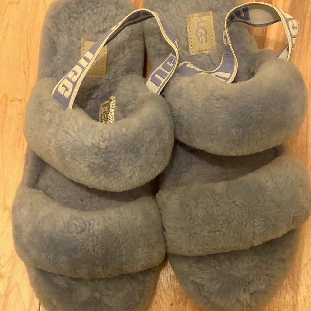 UGG Fluff yeah soft blue  Slippers size 9 used